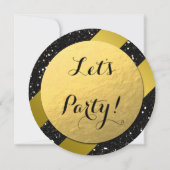 Gold Foil, Gold Glitter Black Elegant Invitation Kaart (Voorkant)