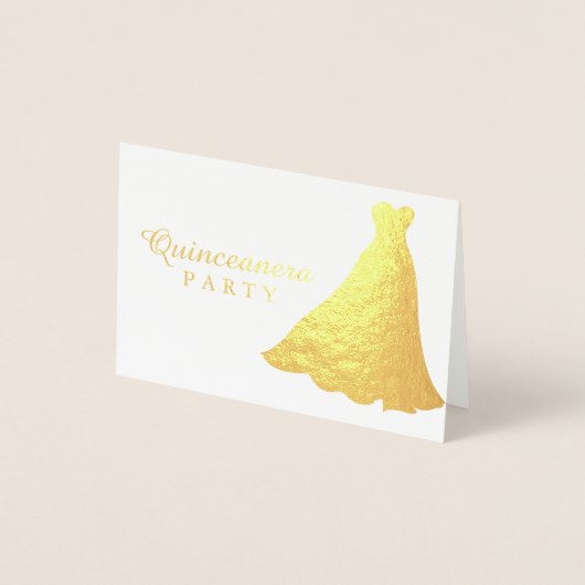 Gold Foil Gold Gown Dress Quinceanera Uitnodiging (Voorkant)