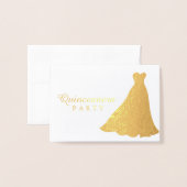 Gold Foil Gold Gown Dress Quinceanera Uitnodiging (Voorkant met envelop)