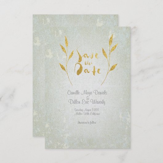Gold Foil Gold Leaf-effect Save-the-Date Wedding Save The Date (Voorkant / Achterkant)