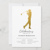 Gold Foil Golfer begrafenis Kaart (Voorkant)