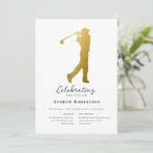 Gold Foil Golfer begrafenis Kaart (Staand voorkant)