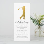 Gold Foil Golfer Funeral Digitale Uitvaart Kaart (Staand voorkant)