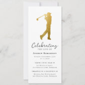 Gold Foil Golfer Funeral Digitale Uitvaart Kaart (Voorkant)