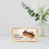 Gold Foil Gourmet Chocolade Cake Pastry Bakkerij Visitekaartje (Staand voorkant)