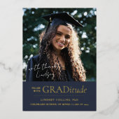 Gold Foil GRADitude Photo Afstuderen Announountion Folie Uitnodiging (Voorkant)