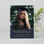 Gold Foil GRADitude Photo Afstuderen Announountion Folie Uitnodiging (Staand Voorkant)