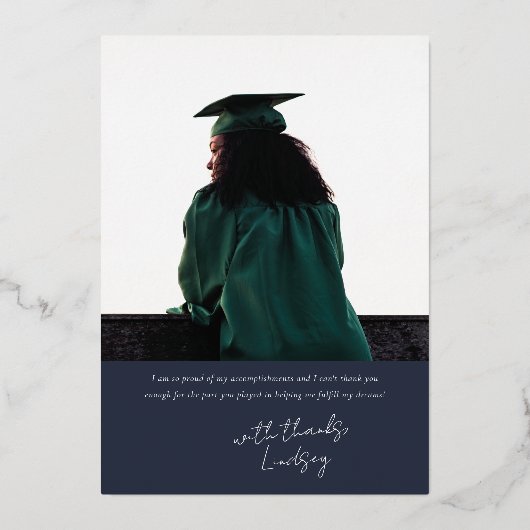 Gold Foil GRADitude Photo Afstuderen Announountion Folie Uitnodiging (Achterkant)