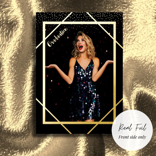 Gold Foil Graduation Party Foto Folie Uitnodiging