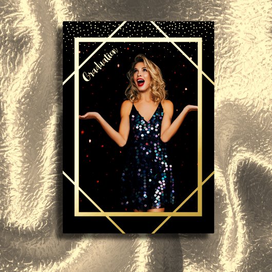 Gold Foil Graduation Party Foto Folie Uitnodiging