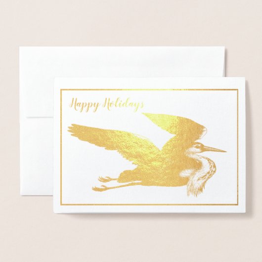 Gold Foil Great Blue Heron Holiday Thoreau Quote Folie Kaarten (Voorkant met envelop)