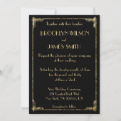 Gold Foil Great Gatsby Art Deco Wedding Invites Kaart (Voorkant)