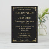 Gold Foil Great Gatsby Art Deco Wedding Invites Kaart (Staand voorkant)