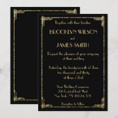 Gold Foil Great Gatsby Art Deco Wedding Invites Kaart (Voorkant / Achterkant)