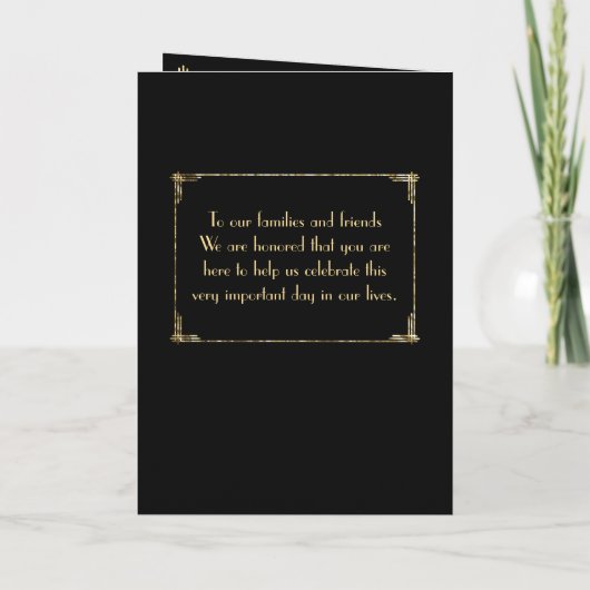 Gold Foil Great Gatsby Art Deco Wedding Programs Programma (Achterkant)