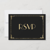 Gold Foil Great Gatsby Art Deco Wedding RSVP Kaart (Achterkant)