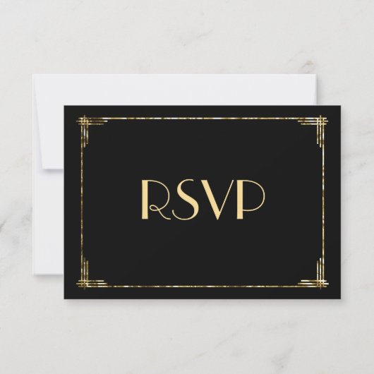 Gold Foil Great Gatsby Art Deco Wedding RSVP Kaart (Achterkant)