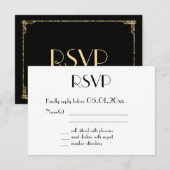 Gold Foil Great Gatsby Art Deco Wedding RSVP Kaart (Voorkant / Achterkant)