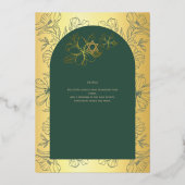 GOLD FOIL Green Bat Mitzvah Foral Floral Folie Uitnodiging (Achterkant)