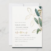 GOLD FOIL GREEN EUCALYPTUS FOLIAGE WEDDING INVITE BEDANKKAART (Voorkant)