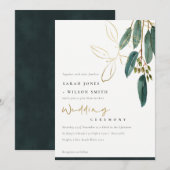 GOLD FOIL GREEN EUCALYPTUS FOLIAGE WEDDING INVITE BEDANKKAART (Voorkant / Achterkant)