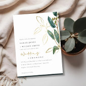GOLD FOIL GREEN EUCALYPTUS FOLIAGE WEDDING INVITE BEDANKKAART