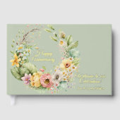 Gold Foil Green Floral Jubileum Gastenboek (Voorkant)