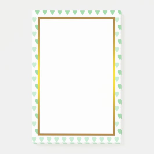Gold Foil Green Love Heart Pattern Post-it® Notes (Voorkant)