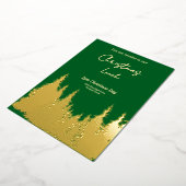 Gold Foil Green Pine Tree Kerstfeest Folie Uitnodiging (Gedraaid)