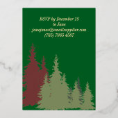 Gold Foil Green Pine Tree Kerstfeest Folie Uitnodiging (Achterkant)