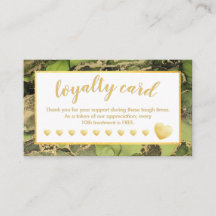 Gold Foil Green Salon Loyalty Card