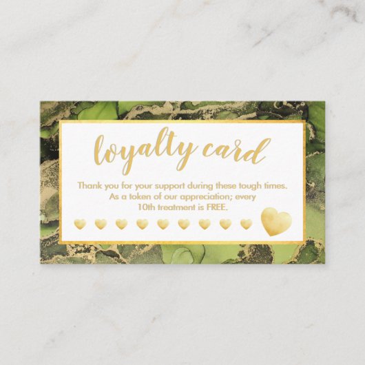 Gold Foil Green Salon Loyalty Card (Voorkant)