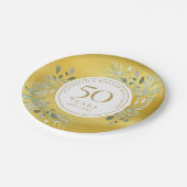 Gold Foil Greenery 50ste bruiloft Jubileum Papieren Bordje (Gekanteld)