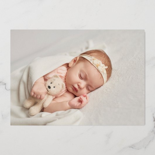 Gold Foil Greenery Baptism Foto: Dank u wel Folie Uitnodiging (Achterkant)