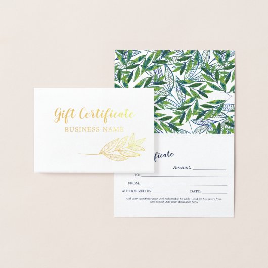 Gold Foil Greenery Calligraphy Cadeaubon Folie Kaarten (Display)