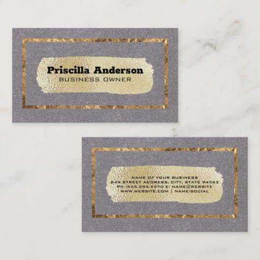 Gold Foil | Grens | Stof Visitekaartje (Voorkant / Achterkant)