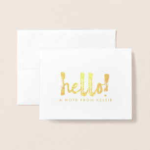 Gold Foil Hallo Personal Note Kaart