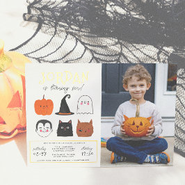 Gold Foil Halloween Friends Modern Birthday Foto Folie Uitnodiging