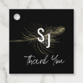 Gold Foil Hand Drawn Wedding Feather Wedding Bedankjes Labels (Voorkant)