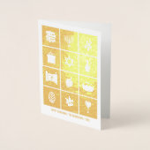 Gold Foil Hanukkah Icons Holiday Greeting Kaart (Voorkant)