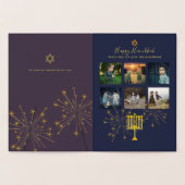 GOLD FOIL Hanukkah PHOTO Collage Mauve Blue Folie Kaarten (Binnen)