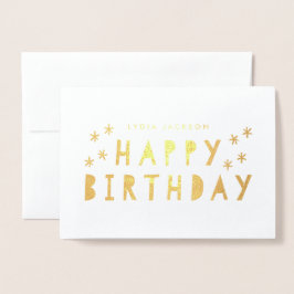 Gold Foil Happy Birthday Greeting Folie Kaarten