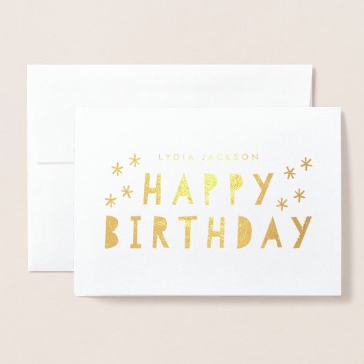 Gold Foil Happy Birthday Greeting Folie Kaarten (Voorkant met envelop)