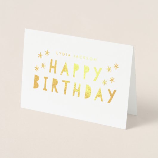 Gold Foil Happy Birthday Greeting Folie Kaarten (Voorkant)