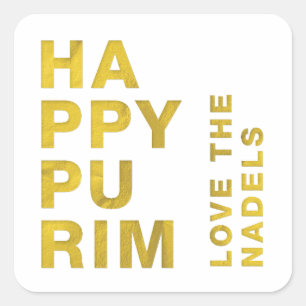 Gold Foil Happy Purim Moderne Stickers