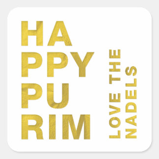 Gold Foil Happy Purim Moderne Stickers