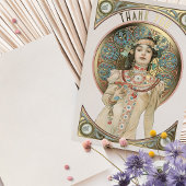 Gold Foil Hartelijk dank Art Nouveau Mucha Folie Uitnodiging
