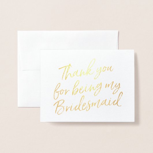Gold Foil Hartelijk dank voor mijn bruidsmeisje Folie Kaarten (Voorkant met envelop)