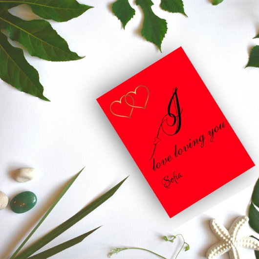 Gold foil hartnaam wenst Flat Holiday Kaart