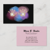*~* Gold Foil Healing Hands Radiating Reiki Energy Visitekaartje (Voorkant / Achterkant)